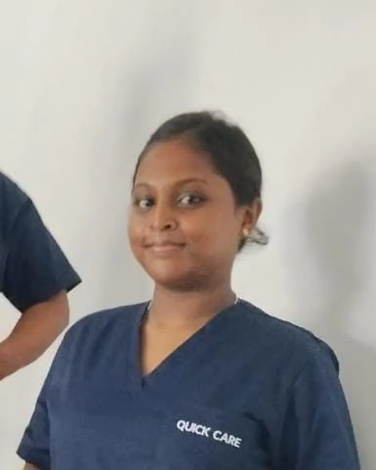 Ms. Tharaka Medis, caregiver at quick care at Quick Care Elders Home